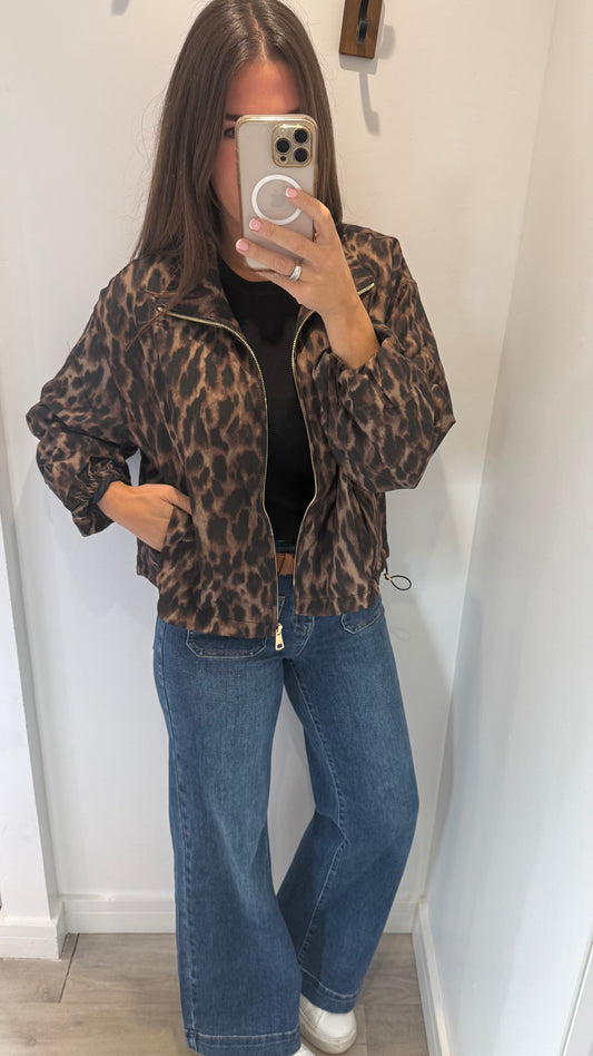 THE LEOPARD DRAWSTRING BOMBER JACKET