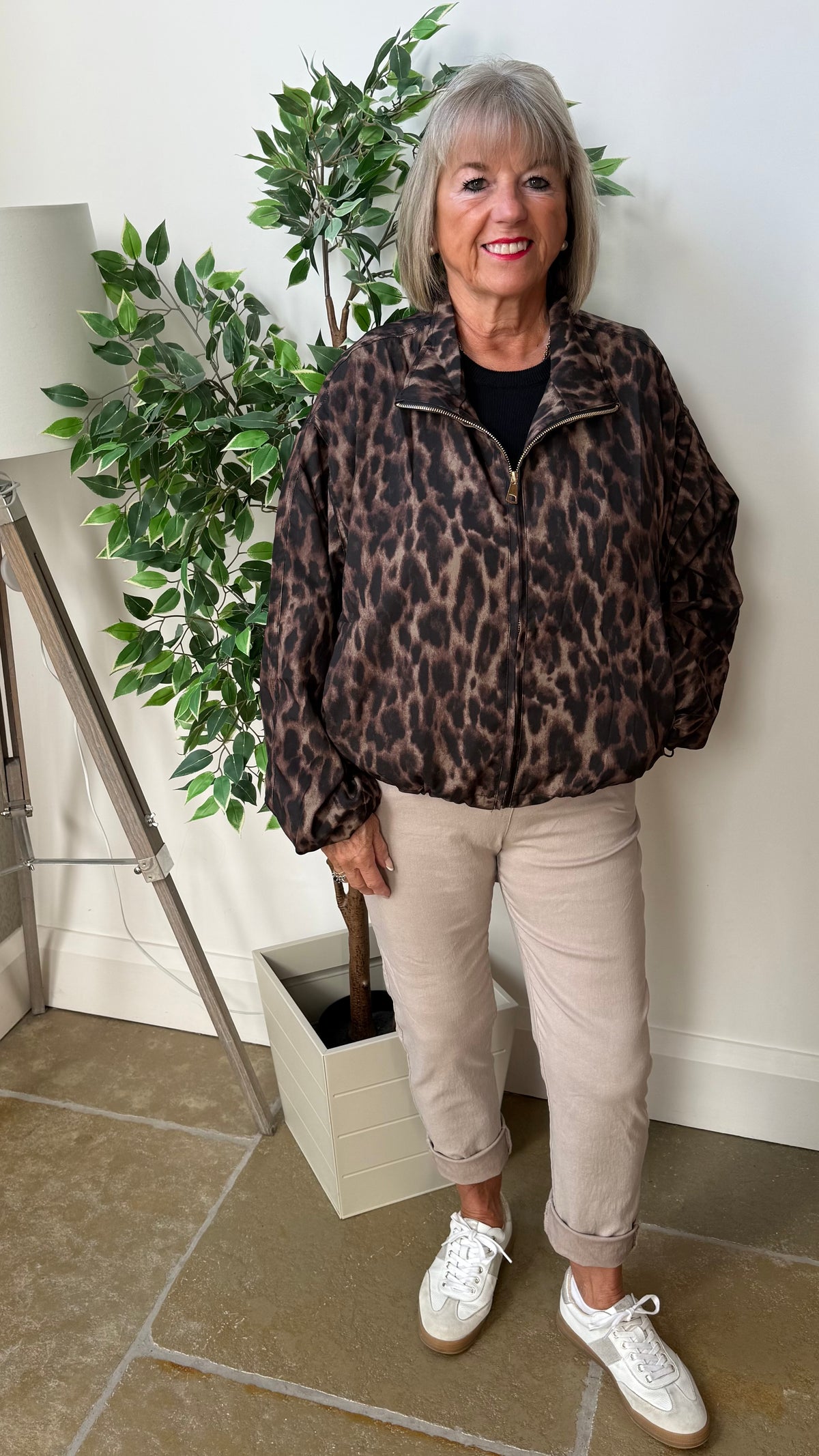 THE LEOPARD DRAWSTRING BOMBER JACKET