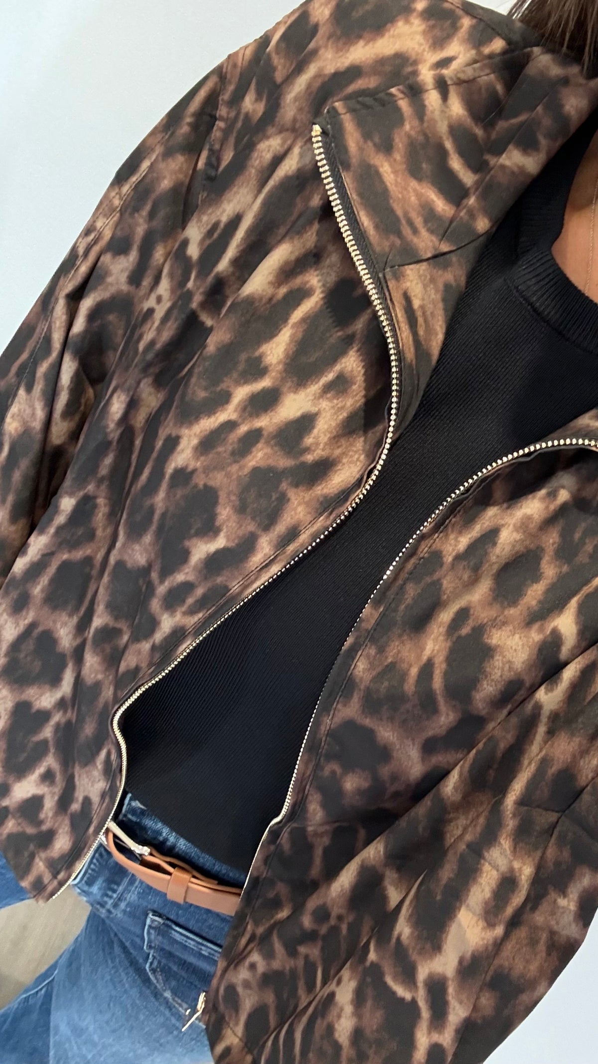 THE LEOPARD DRAWSTRING BOMBER JACKET