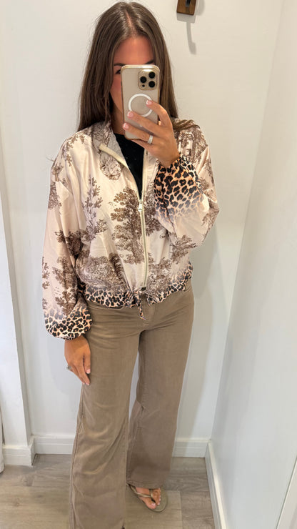 SILKY BOMBER JACKET – TOILE & LEOPARD PRINT