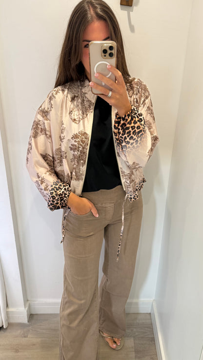 SILKY BOMBER JACKET – TOILE & LEOPARD PRINT