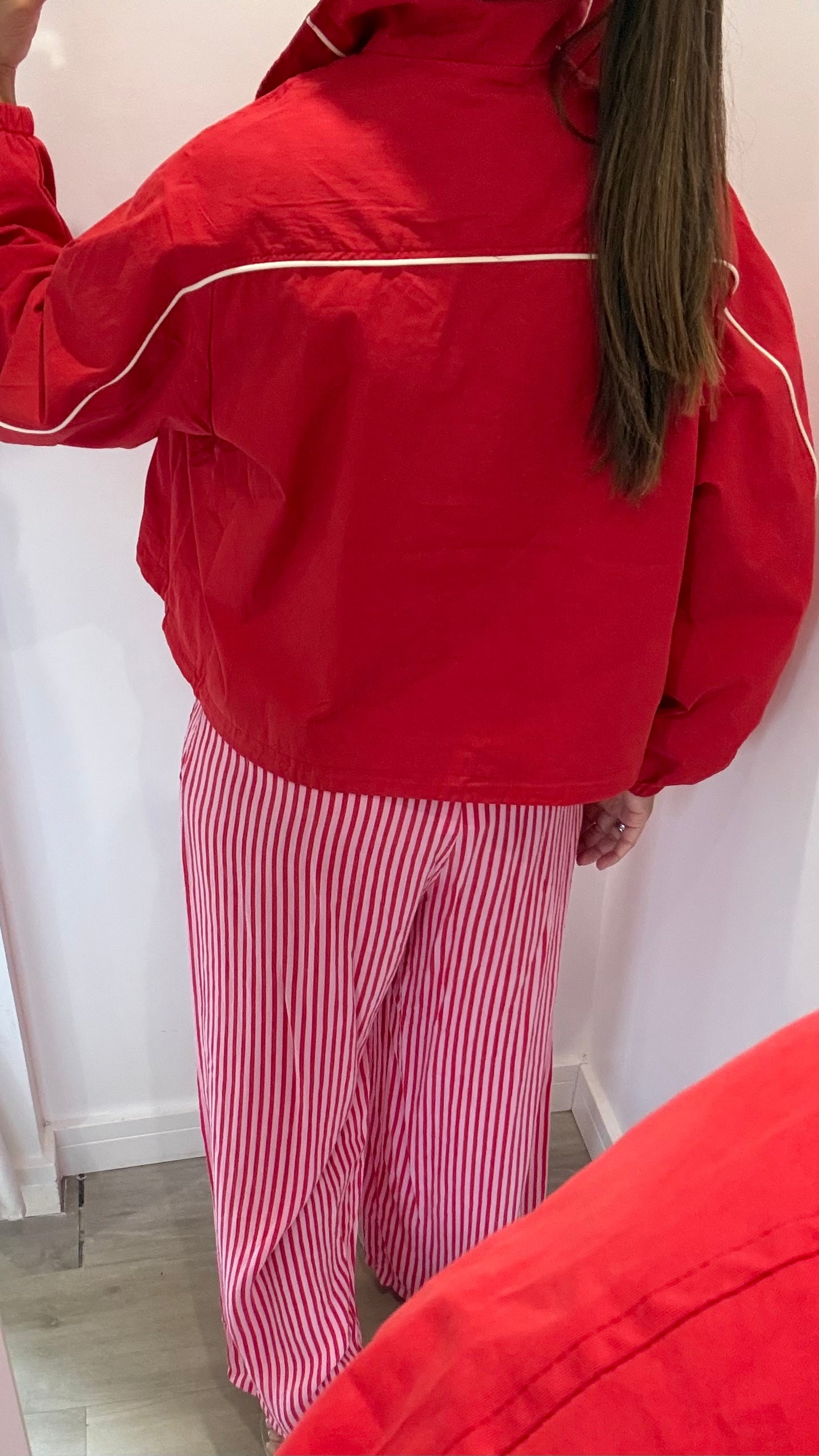 TOMATO RED WINDBREAKER HALF ZIP JACKET
