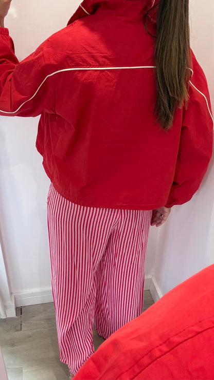 TOMATO RED WINDBREAKER HALF ZIP JACKET