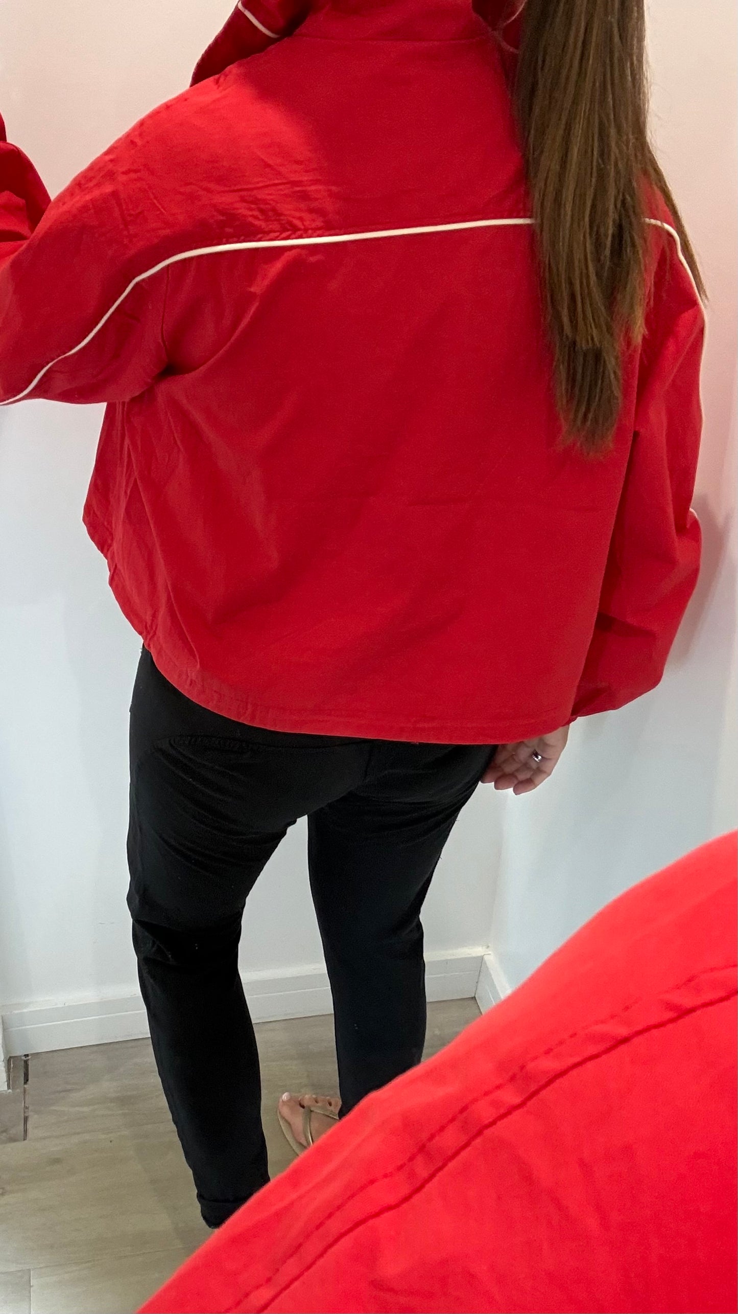 TOMATO RED WINDBREAKER HALF ZIP JACKET