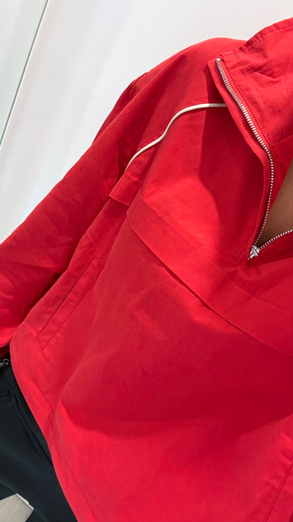 TOMATO RED WINDBREAKER HALF ZIP JACKET