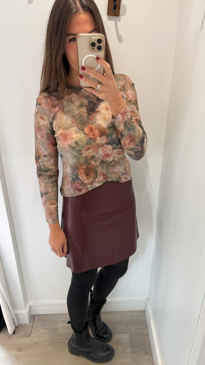 VINTAGE FLORAL SHEER LONG SLEEVE TOP