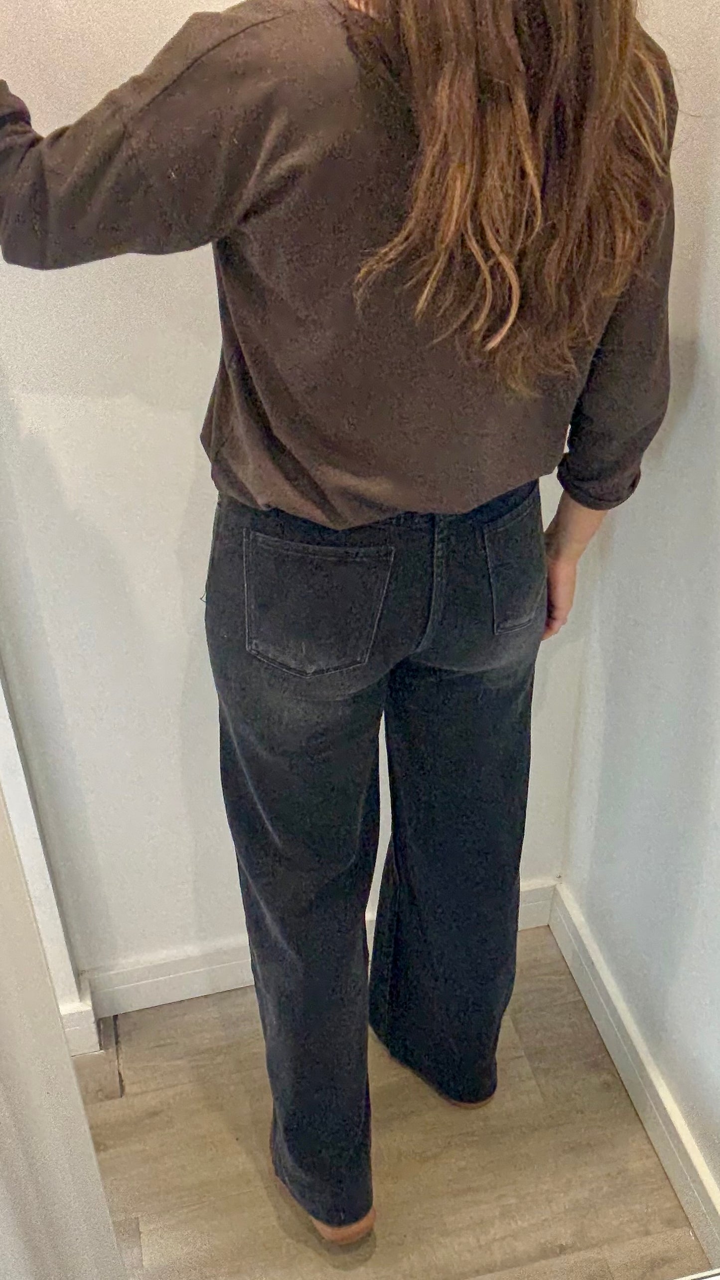 WASHED BLACK DAD FIT JEANS