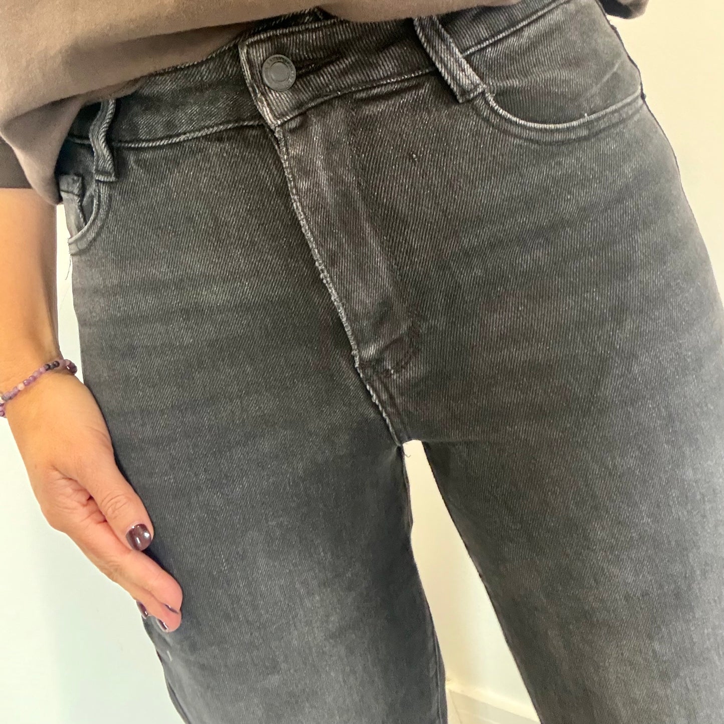 WASHED BLACK DAD FIT JEANS