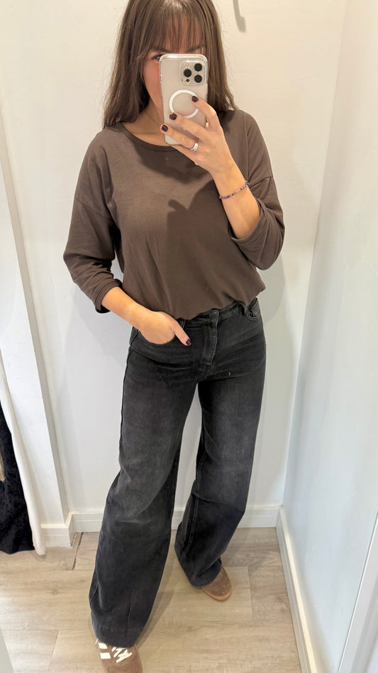 WASHED BLACK DAD FIT JEANS