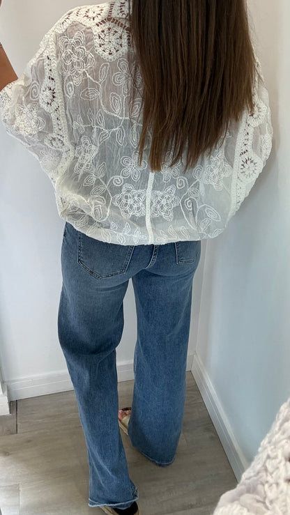 WHITE CROCHET CARDIGAN