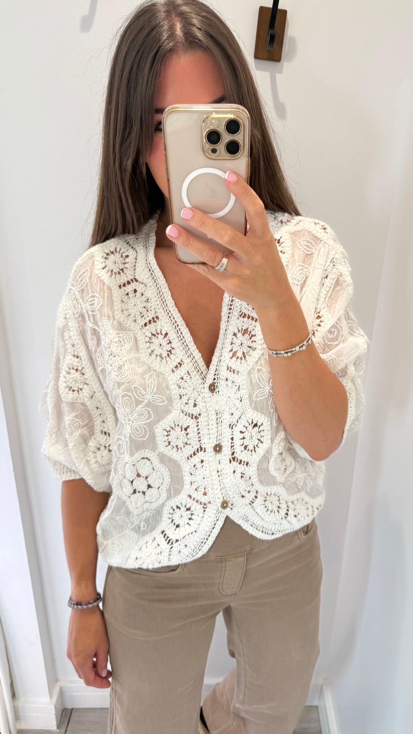 WHITE CROCHET CARDIGAN