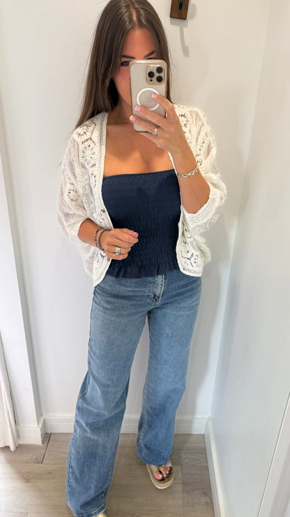 WHITE CROCHET CARDIGAN
