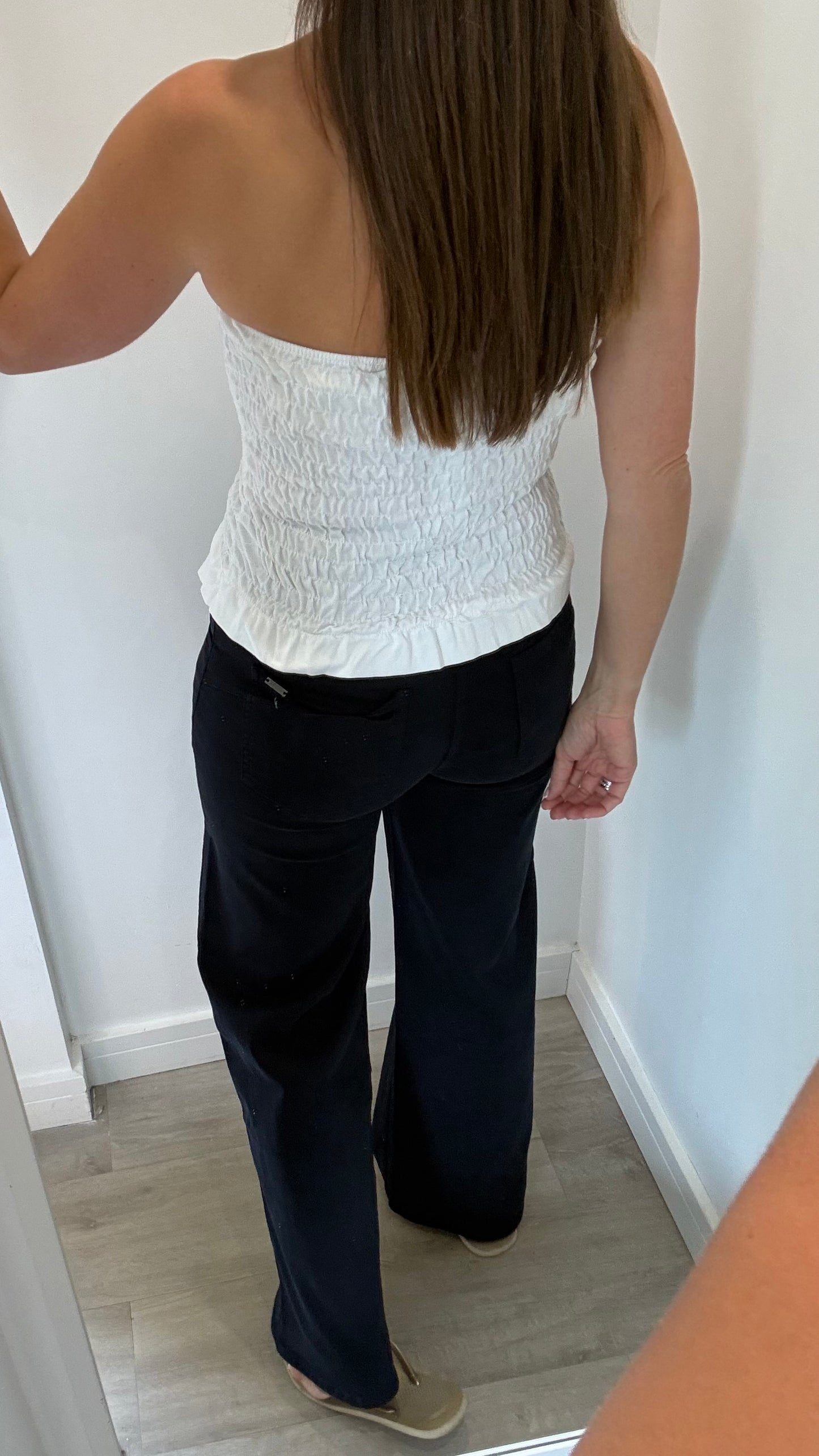 WHITE SHIRRED BOOB TUBE