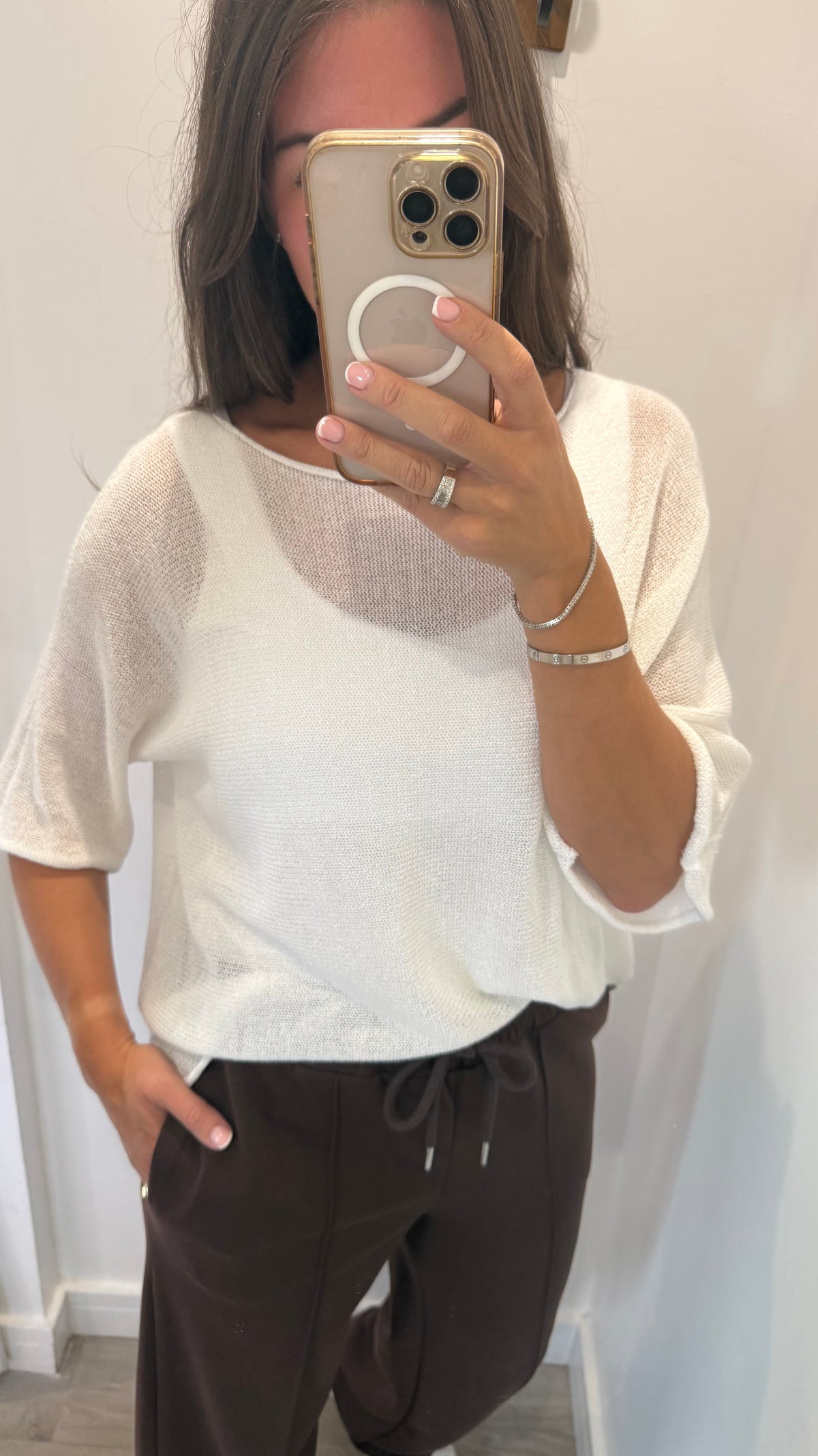 WHITE FINE KNIT TOP