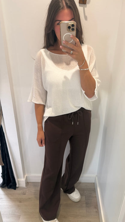 WHITE FINE KNIT TOP