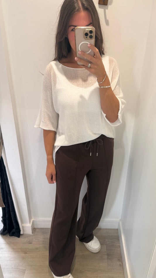 WHITE FINE KNIT TOP