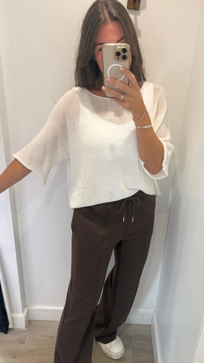WHITE FINE KNIT TOP