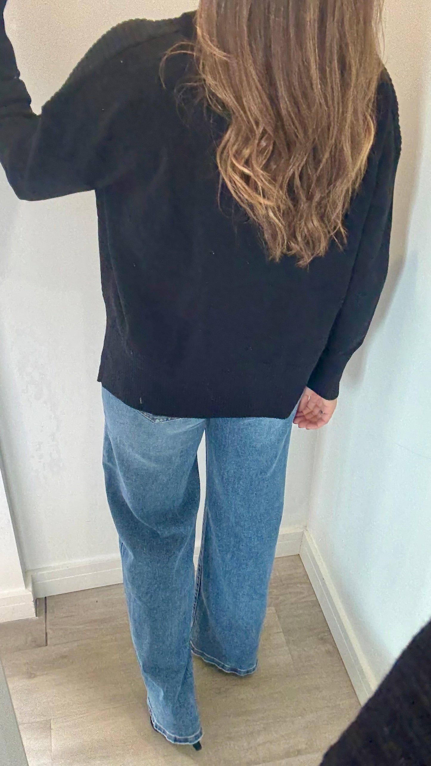 BLACK ROLL NECK POLO JUMPER