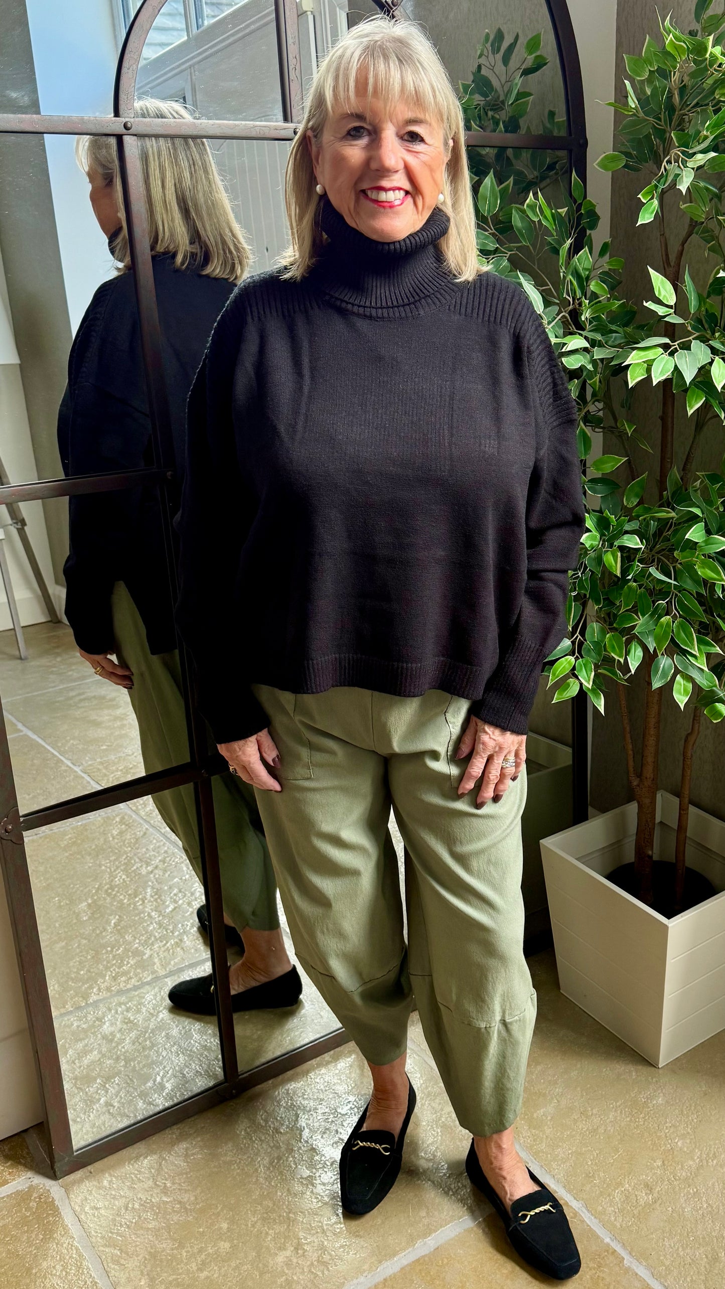 BLACK ROLL NECK POLO JUMPER