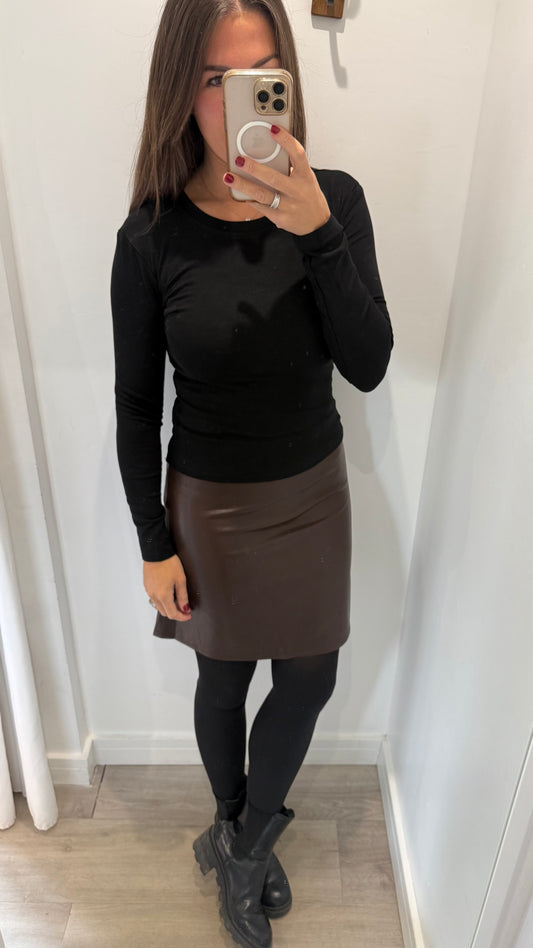 CHOCOLATE PU MINI SKIRT