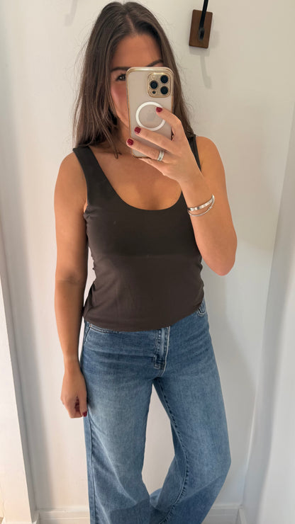 CHOCOLATE BROWN CAMI VEST TOP