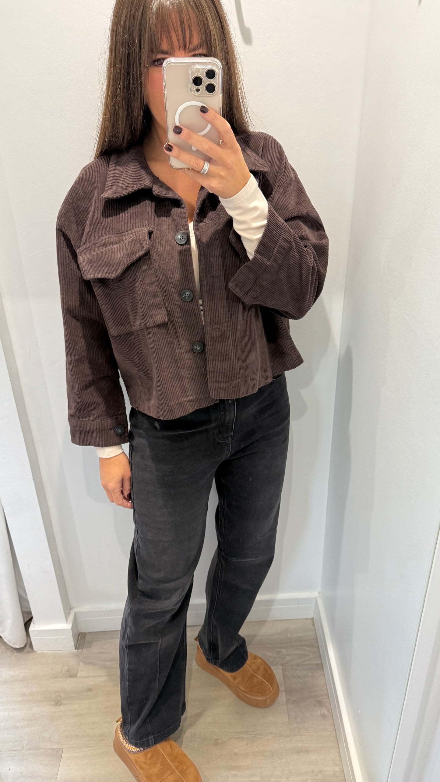 CHOCOLATE CORD SHORT JACKET