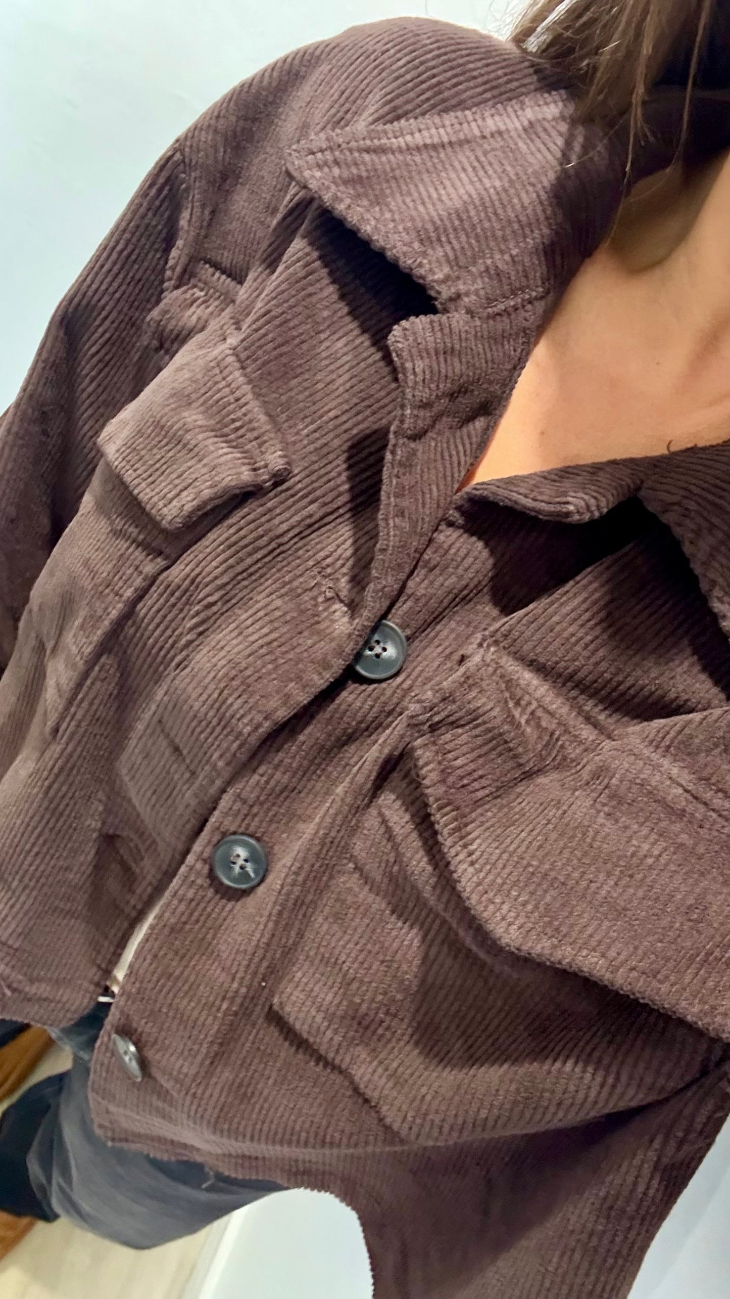CHOCOLATE CORD SHORT JACKET