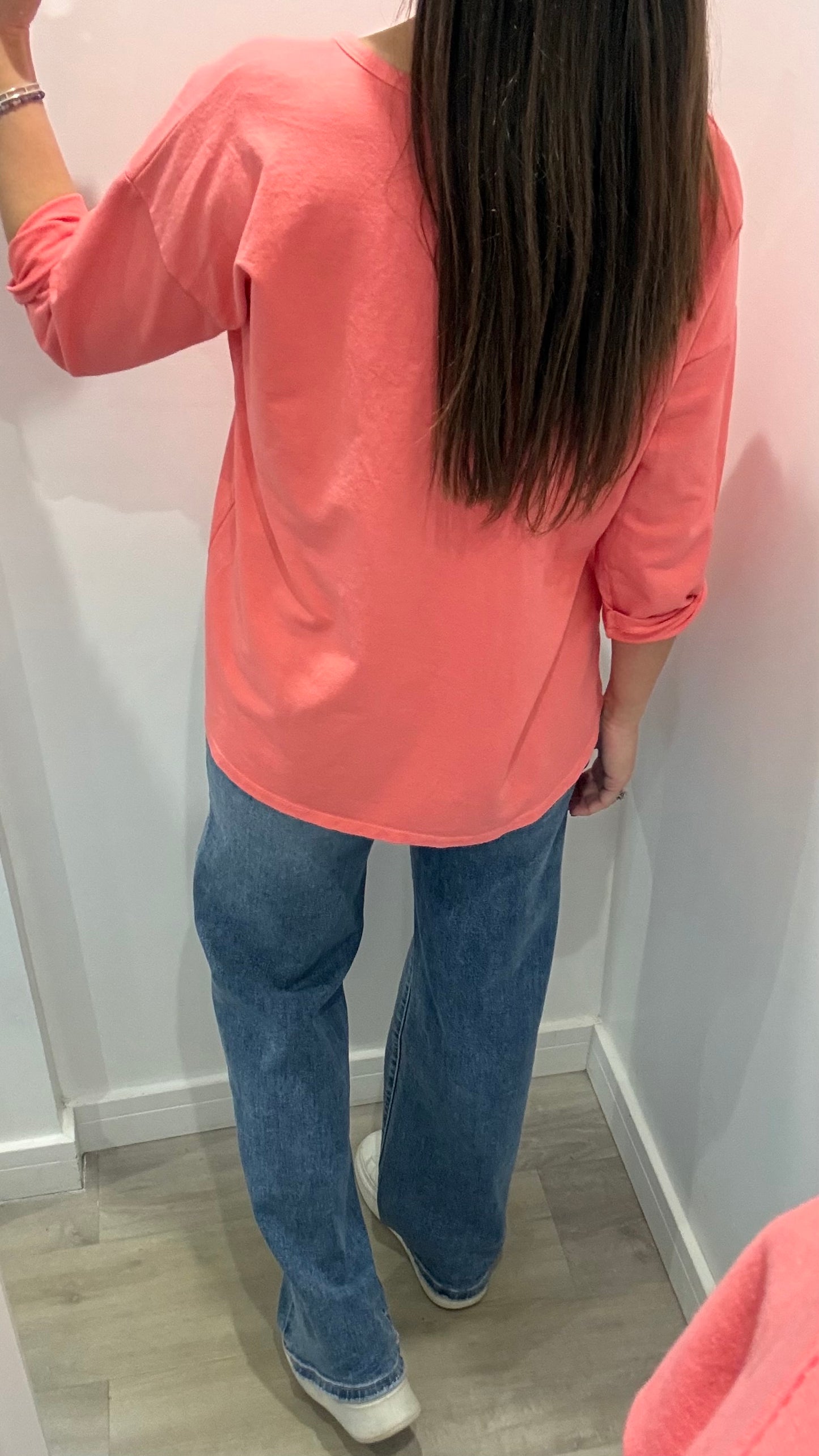 CORAL ROLL SLEEVE SWEAT – BESTSELLER