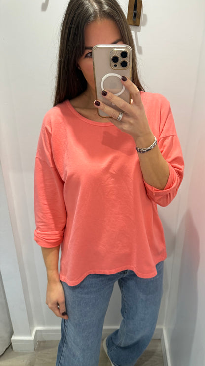 CORAL ROLL SLEEVE SWEAT – BESTSELLER