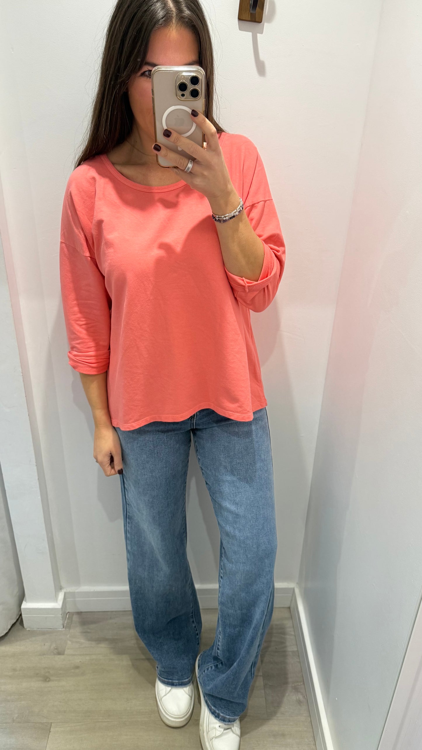 CORAL ROLL SLEEVE SWEAT – BESTSELLER