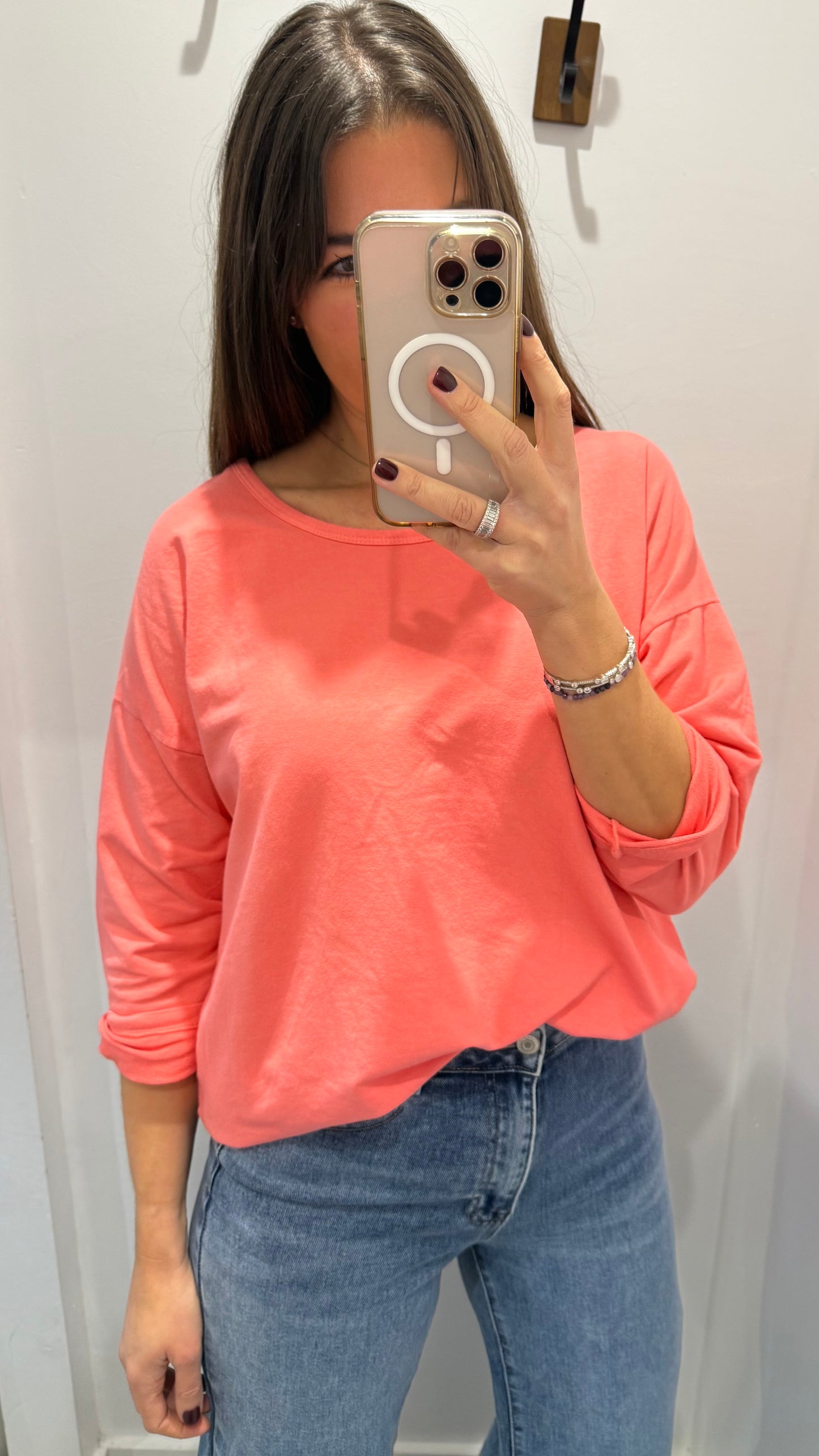 CORAL ROLL SLEEVE SWEAT – BESTSELLER