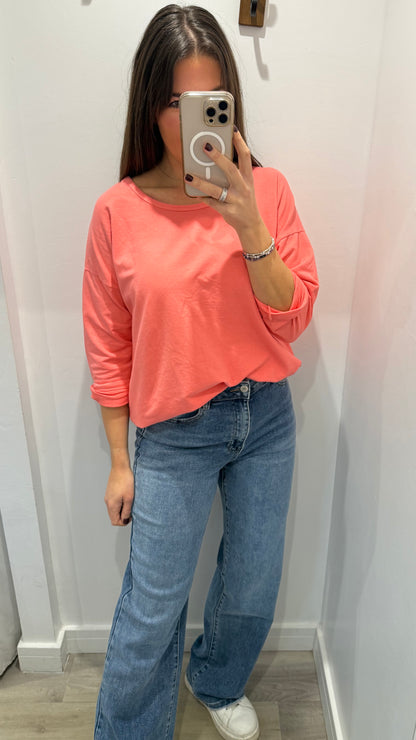 CORAL ROLL SLEEVE SWEAT – BESTSELLER