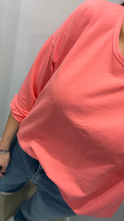 CORAL ROLL SLEEVE SWEAT – BESTSELLER