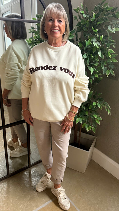 CREAM RENDEZ VOUS OVERSIZED SWEAT