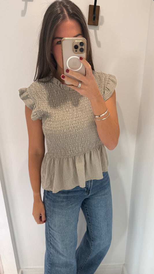 THE EVERYDAY SHIRRED TOP - MOCHA