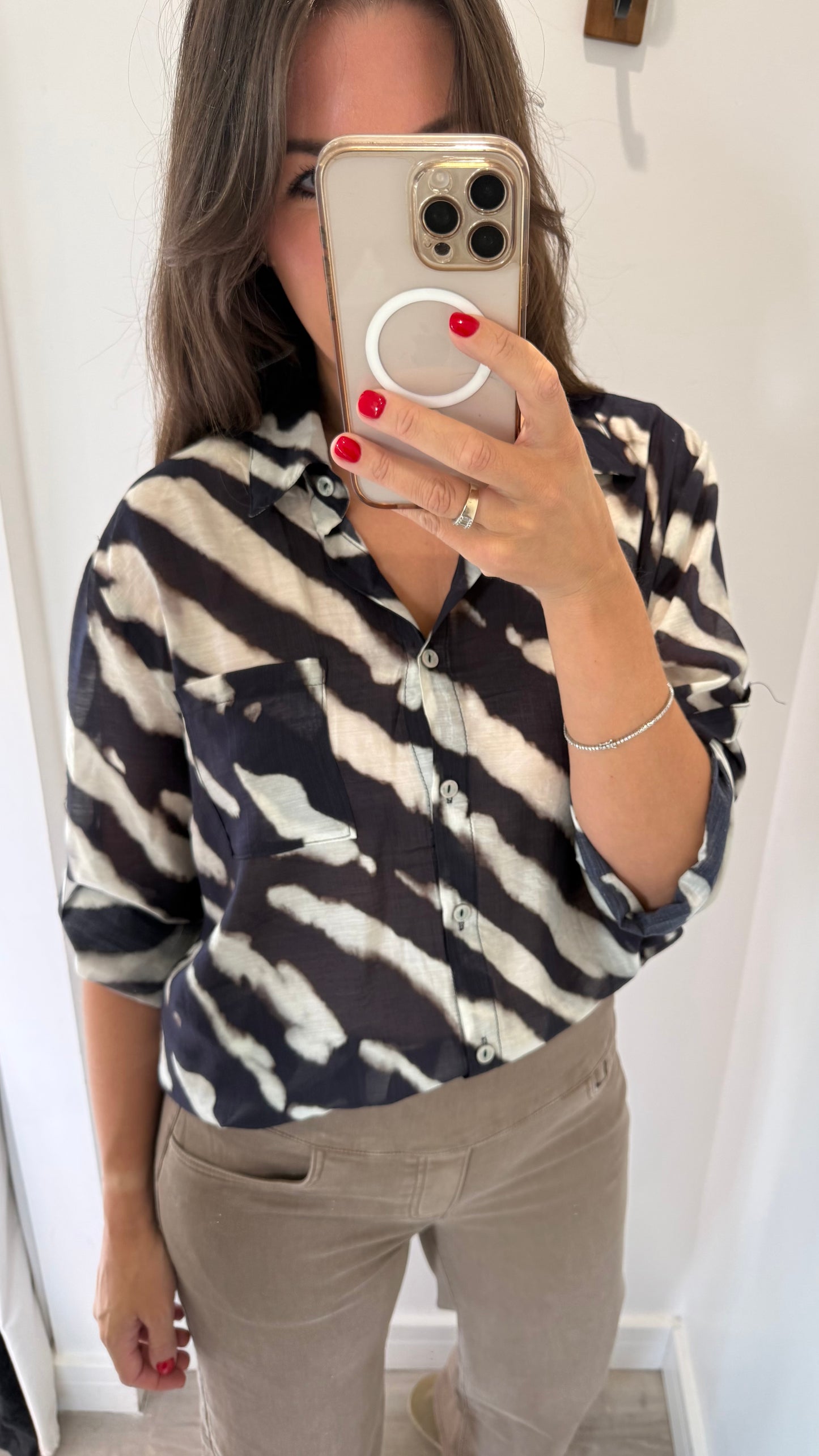 NAVY & STONE STRIPE SHIRT