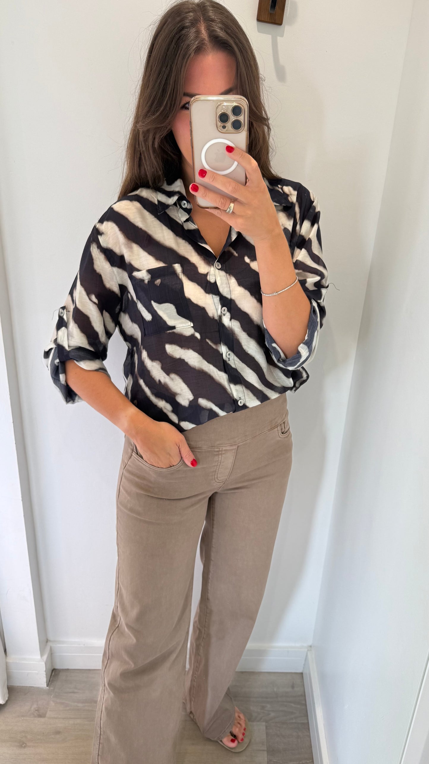 NAVY & STONE STRIPE SHIRT