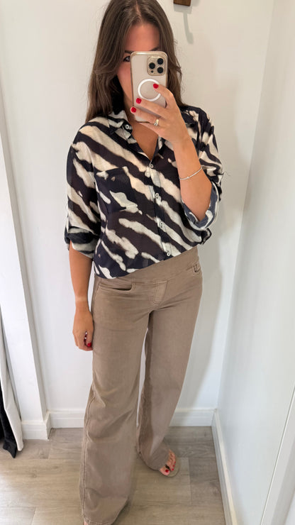 NAVY & STONE STRIPE SHIRT