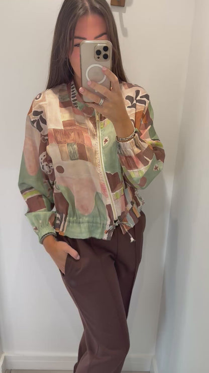 ABSTRACT PRINT ZIP THROUGH JACKET