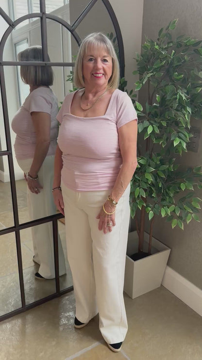 PINK SQUARE NECK TOP