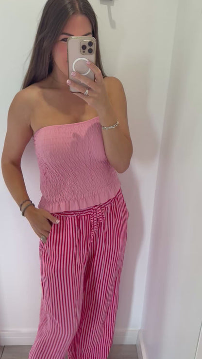PINK SHIRRED BOOB TUBE