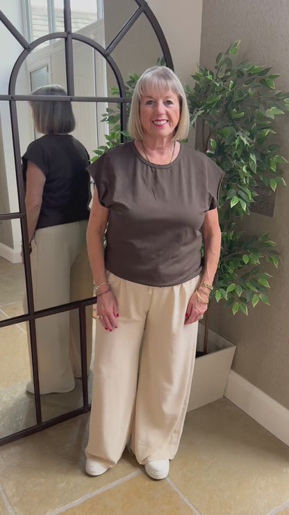 SAND DRAWSTRING TROUSERS