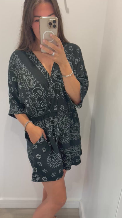 BLACK & WHITE PAISLEY PLAYSUIT