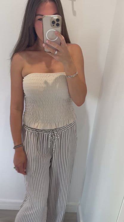 STONE SHIRRED BOOB TUBE