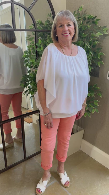 WHITE CHIFFON ELASTICATED TOP