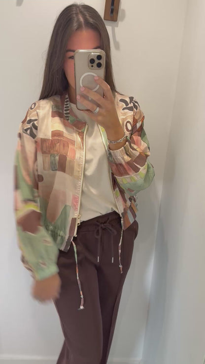 ABSTRACT PRINT ZIP THROUGH JACKET