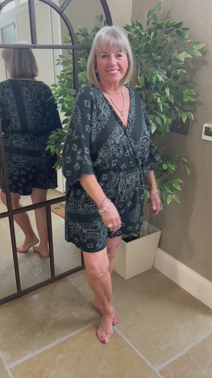 BLACK & WHITE PAISLEY PLAYSUIT