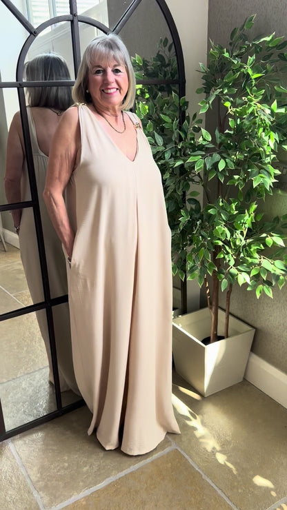GOLD CLASP NUDE JUMPSUIT