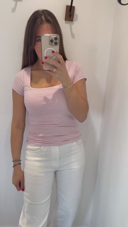 PINK SQUARE NECK TOP