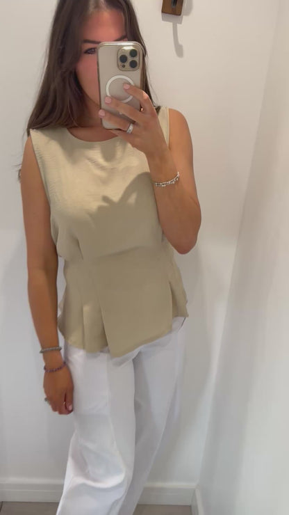 SAND TIE BACK SLEEVELESS TOP